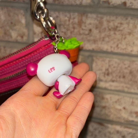 Repurposed LPS Pink Panda Keychain – With Leafy Friend Charm - Picture 4 of 5